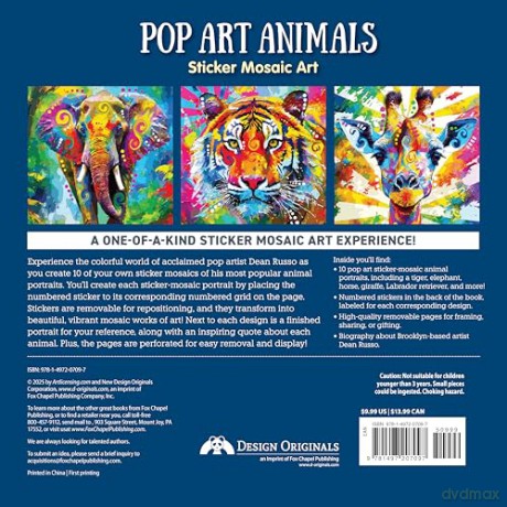Pop-Art Animal Sticker Mosaic Art: 10 Amazing Designs - Dean Russo [KSIĄŻKA]