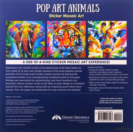 Pop-Art Animal Sticker Mosaic Art: 10 Amazing Designs - Dean Russo [KSIĄŻKA]