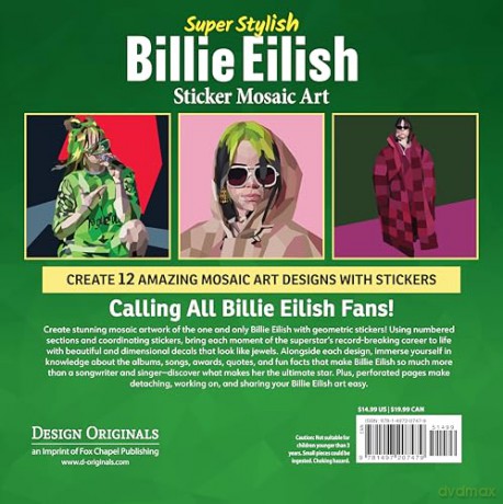 Super Stylish Billie Eilish Sticker Mosaic Art: 12 Stylish Designs, Performance Portraits, Photo Gallery - Logan Powell [KSIĄŻKA]