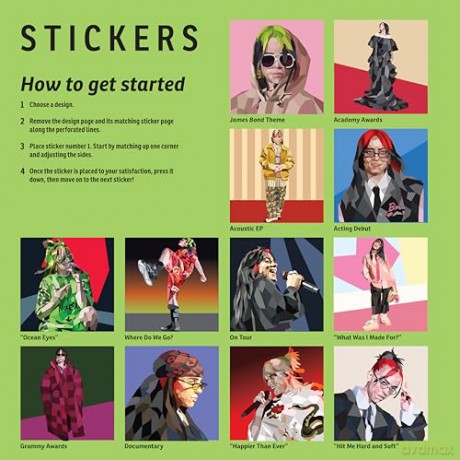 Super Stylish Billie Eilish Sticker Mosaic Art: 12 Stylish Designs, Performance Portraits, Photo Gallery - Logan Powell [KSIĄŻKA]