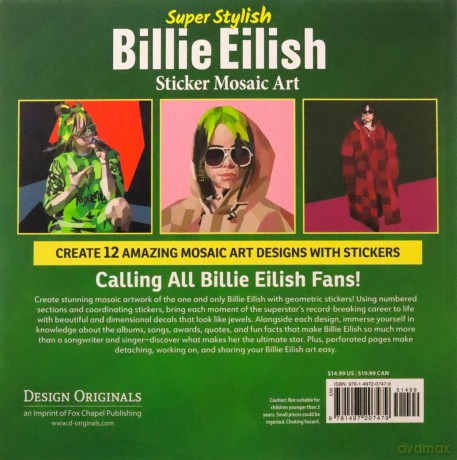 Super Stylish Billie Eilish Sticker Mosaic Art: 12 Stylish Designs, Performance Portraits, Photo Gallery - Logan Powell [KSIĄŻKA]
