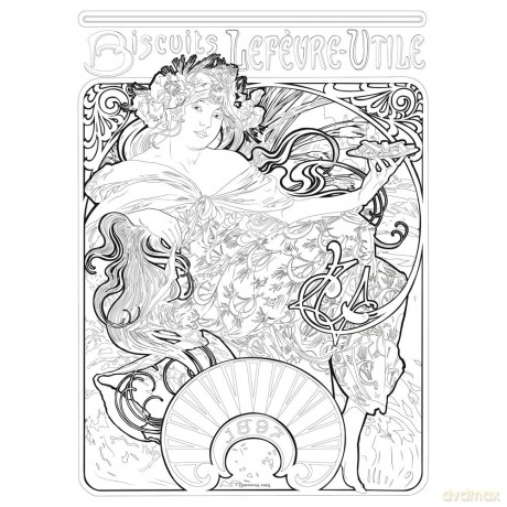 Alphonse Mucha Coloring Book - Dokument Press [KSIĄŻKA]