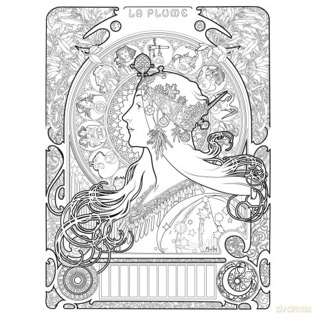 Alphonse Mucha Coloring Book - Dokument Press [KSIĄŻKA]