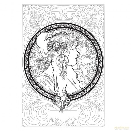 Alphonse Mucha Coloring Book - Dokument Press [KSIĄŻKA]