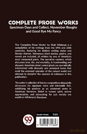 Complete Prose Works Specimen Days and Collect, November Boughs and Good Bye My Fancy - Walt Whitman [KSIĄŻKA]