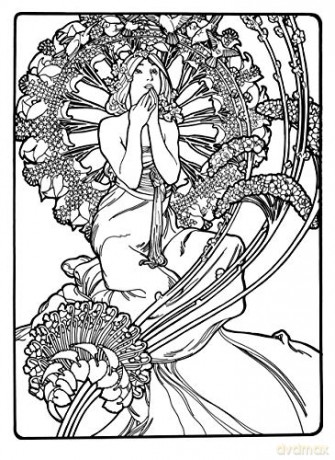 Creative Haven Art Nouveau Designs Coloring Book - Alphonse Marie Mucha [KSIĄŻKA]