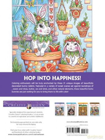 Creative Haven Boho Bunnies Coloring Book (Adult Coloring) - Marjorie Sarnat [KSIĄŻKA]