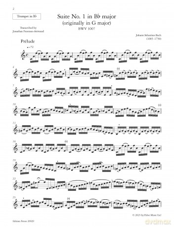 Bach: Suites for Solo Trumpet (EP20029): Transcribed from 6 Suites for Solo Violoncello (Bwv 1007 - 1012) (Edition Peters) - Johann Sebastian Bach [KSIĄŻKA]