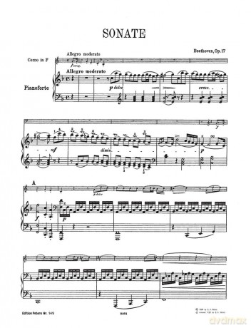 Beethoven: Horn Sonata in F Op.17 (EP149) (Edition Peters) - Ludwig van Beethoven [KSIĄŻKA]