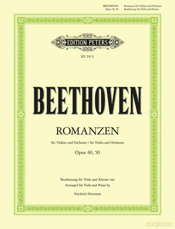 Beethoven: Romances in G, F; Opp.40, 50 (Viola and Piano)(EP2413) (Edition Peters) - Ludwig Van Beethoven [KSIĄŻKA]