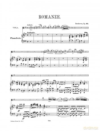 Beethoven: Romances in G, F; Opp.40, 50 (Viola and Piano)(EP2413) (Edition Peters) - Ludwig Van Beethoven [KSIĄŻKA]