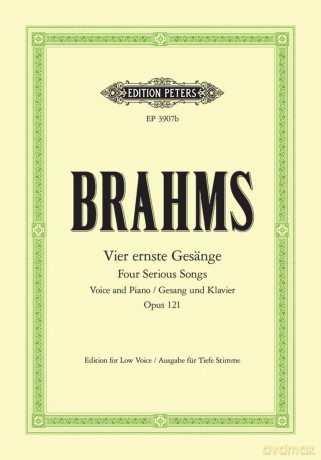 Brahms: 4 Serious Songs Op.121 (Low Voice and Piano) (EP3907B) - Johannes Brahms [KSIĄŻKA]