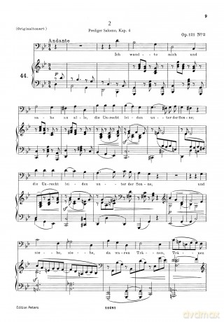 Brahms: 4 Serious Songs Op.121 (Low Voice and Piano) (EP3907B) - Johannes Brahms [KSIĄŻKA]