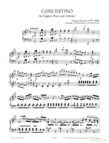 Donizetti: English Horn Concertino in G (EP4847) (Edition Peters) - Raymond Meylan [KSIĄŻKA]