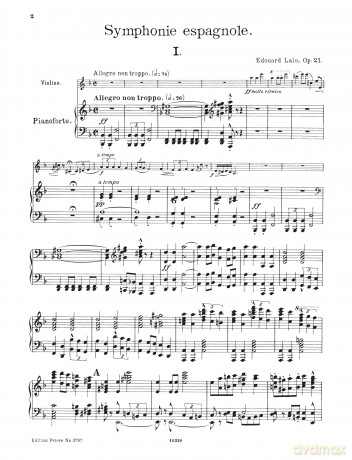 EDITION PETERS LALO EDOUARD - SYMPHONIE ESPAGNOLE OP.21 - VIOLIN AND PIANO Classical sheets Violin - Carl Hermann [KSIĄŻKA]