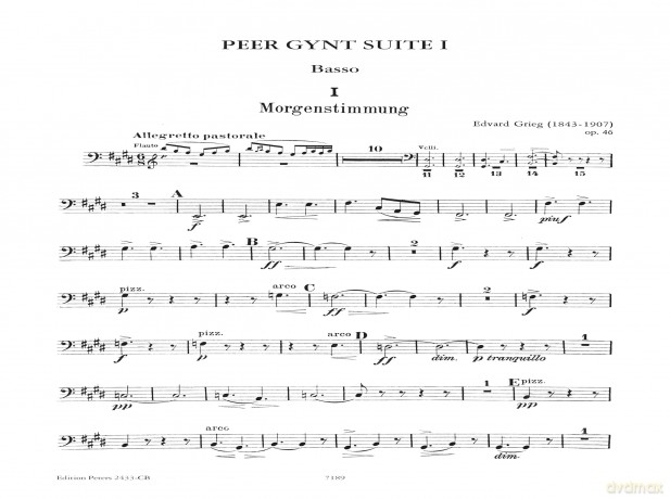 Grieg: Peer Gynt Suite No.1 Op.46 Bass (EP2433-CB): Part(s) (Edition Peters) - Edvard Grieg [KSIĄŻKA]