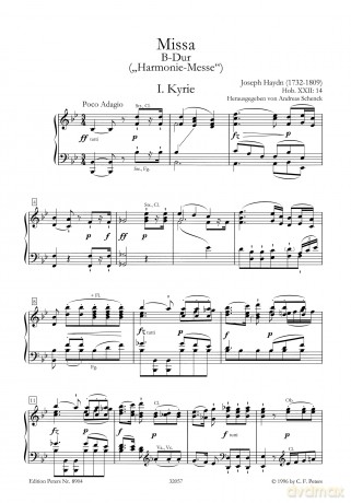 Haydn: Mass in B flat 'Harmony Mass' Hob.XXII/14 (Vocal Score) (EP8904) (Edition Peters) - Joseph Haydn [KSIĄŻKA]