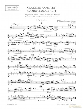 Mozart: Clarinet Quintet (EP19B) (Edition Peters) - Philip Catelinet [KSIĄŻKA]