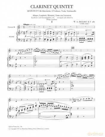 Mozart: Clarinet Quintet (EP19B) (Edition Peters) - Philip Catelinet [KSIĄŻKA]