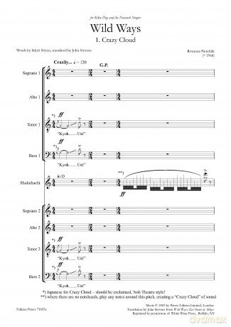 Panufnik: Wild Ways (for Ji-nashi Shakuhachi (in D and A) and Double Mixed Voice Choir) - Roxanna Panufnik [KSIĄŻKA]