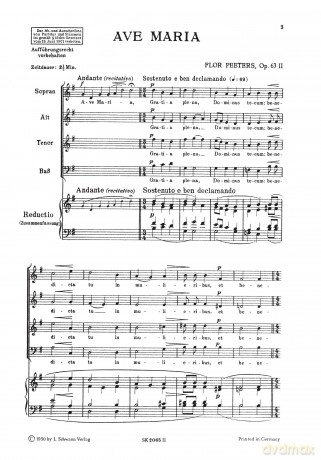 Peeters: Ave Verum, Op. 63 No. 2 (Mixed Voice Choir) (S20652) - Flor Peeters [KSIĄŻKA]