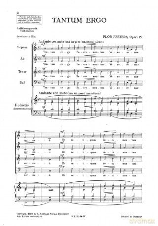 Peeters: Tantum Ergo, Op. 64 No.4 (Mixed Voice Choir) (S20664) - Flor Peeters [KSIĄŻKA]