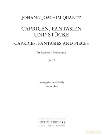 Quantz: Caprices, Fantasies and Pieces (Flute Solo) (EP9954) (Edition Peters) - Johann Joachim Quantz [KSIĄŻKA]