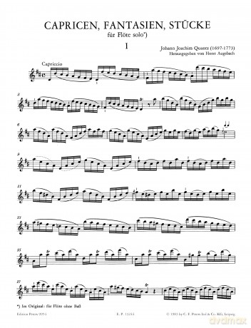 Quantz: Caprices, Fantasies and Pieces (Flute Solo) (EP9954) (Edition Peters) - Johann Joachim Quantz [KSIĄŻKA]