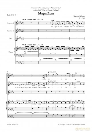 Sjöberg: Magnificat and Nunc Dimittis (Upper Voice Choir and Organ) (EP11538): SSA and Organ - Mattias Sjöberg [KSIĄŻKA]