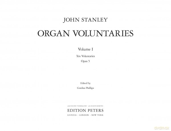 Stanley: 10 Voluntaries Op.5 (Organ) (EP7722) - John Stanley [KSIĄŻKA]