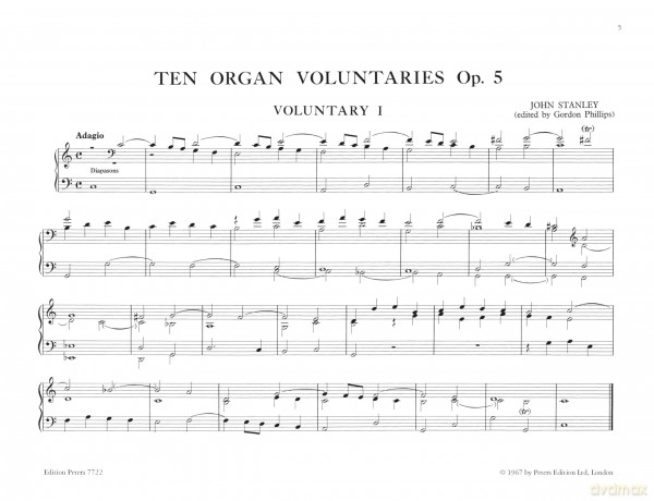 Stanley: 10 Voluntaries Op.5 (Organ) (EP7722) - John Stanley [KSIĄŻKA]
