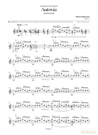 Autovia (Guitar Score) - Maximo Diego Pujol [KSIĄŻKA]