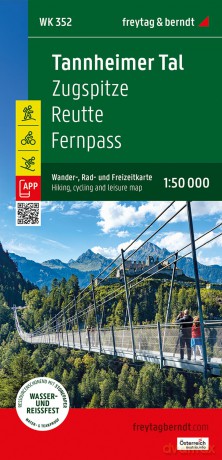 Tannheimer Valley, hiking, cycling and leisure map: Zugspitze - Reutte - Fernpass - Freytag and Berndt [KSIĄŻKA]