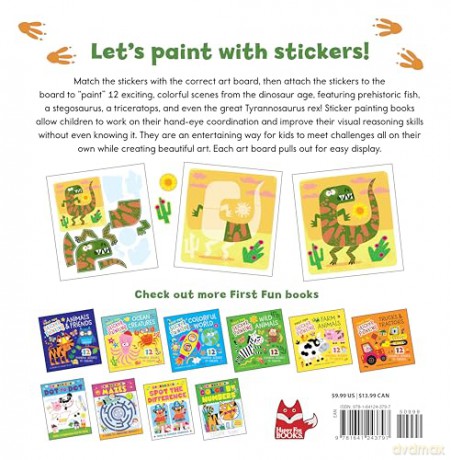 First Fun Sticker Painting: Dinosaurs: 12 Colorful Scenes to Create - Edward Miller [KSIĄŻKA]