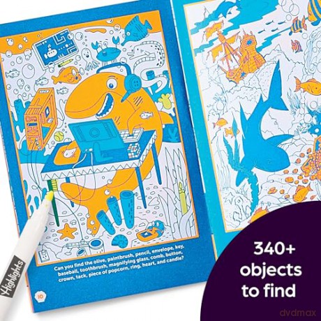 Neon Shark Hidden Pictures Puzzles (Highlights Fun to Go): Fun Seek-And-Find Kids Activity Book for Ages 69 with Over 300 Hidden Objects and Bonus Gel Marker for On-The-Go Play - Highlights [KSIĄŻKA]