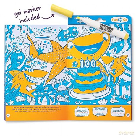 Neon Shark Hidden Pictures Puzzles (Highlights Fun to Go): Fun Seek-And-Find Kids Activity Book for Ages 69 with Over 300 Hidden Objects and Bonus Gel Marker for On-The-Go Play - Highlights [KSIĄŻKA]