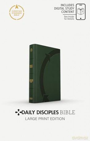 CSB Daily Disciples Bible, Large Print, Olive LeatherTouch, International Edition - CSB Bibles by Holman [KSIĄŻKA]
