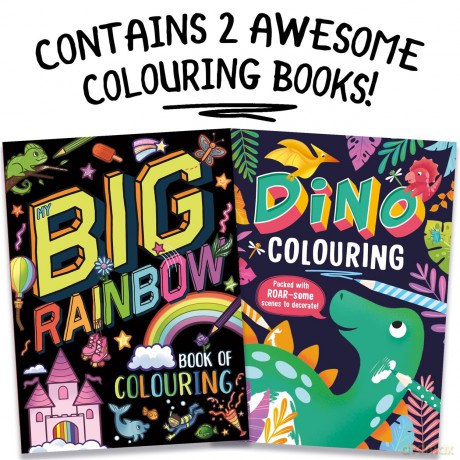 Two Awesome Colouring Books (Dinosaurs, Animals, and Magical Scenes to Colour In!) [KSIĄŻKA]