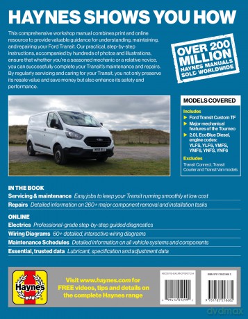 Ford Transit Tourneo Custom 2018-2023 Diesel: Owners Workshop Manual - Now includes additional online repair data [KSIĄŻKA]