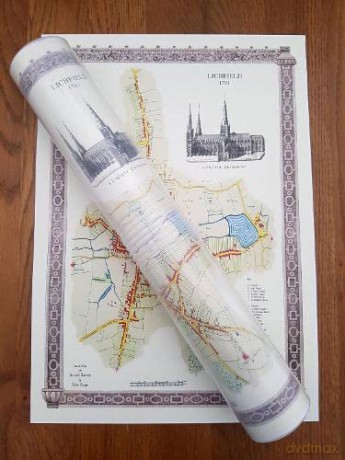 Lichfield 1781 - Old Map Supplied Rolled in a Clear Two Part Screw Presentation Tube - Print Size 45cm x 32cm [KSIĄŻKA]