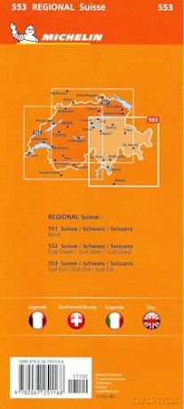 Suisse Sud-Est - Michelin Regional Map 553: Maps (Michelin Regional Maps) - Michelin [KSIĄŻKA]