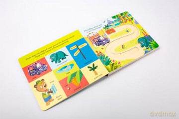 Bizzy Bear Find and Follow: At the Dinosaur Park: with 4 sliding counters - Benji Davies [KSIĄŻKA]