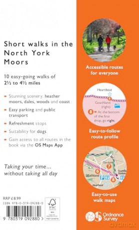 North York Moors Short Walks Made Easy | Ordnance Survey | 10 Accessible Walks For Everybody | Guidebook | National Park | England | Walks | Adventure: 10 Leisurely Walks (OS Short Walks Made Easy) - Ordnance Survey [KSIĄŻKA]