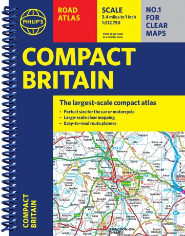 Philip's Compact Britain Road Atlas: (A5 Spiral) (Philip's Road Atlases) - Philip's Maps [KSIĄŻKA]