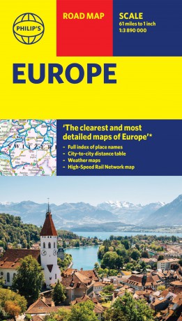 Philip's Europe Road Map: with high speed rail (Philip's Sheet Maps) - Philip's Maps [KSIĄŻKA]