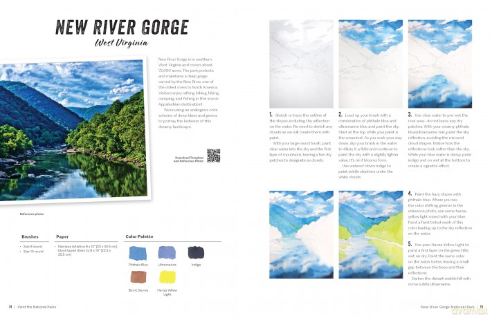 Paint the National Parks: A Watercolor Journey - Includes traceable templates and video tutorials - Emily Olson [KSIĄŻKA]