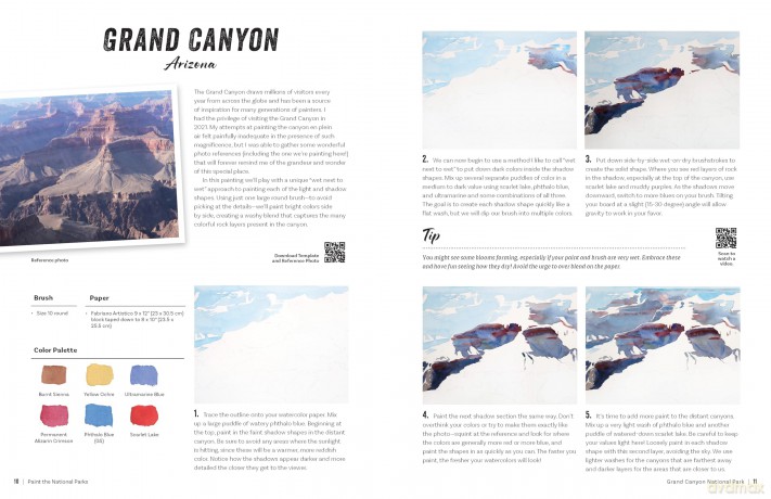 Paint the National Parks: A Watercolor Journey - Includes traceable templates and video tutorials - Emily Olson [KSIĄŻKA]