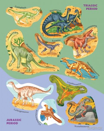 The World of Dinosaurs Sticker Poster: Includes a Big 15" x 38" Poster, 50 Colorful Stickers, and Fun Facts (Sticker Poster Book) [KSIĄŻKA]