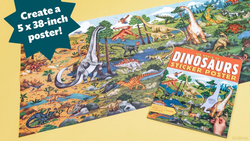 The World of Dinosaurs Sticker Poster: Includes a Big 15" x 38" Poster, 50 Colorful Stickers, and Fun Facts (Sticker Poster Book) [KSIĄŻKA]