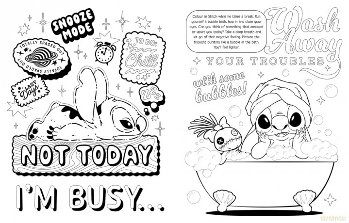 Disney Stitch - Wave Your Worries Away Colouring Book: A Mindful Colouring Journey - Walt Disney [KSIĄŻKA]